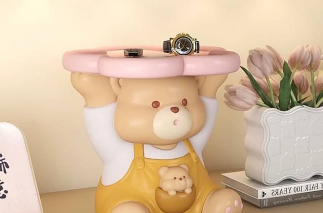 ตุ๊กตาน้องหมีพร้อมถาดวางของ งานเรซิ่นนำเข้า