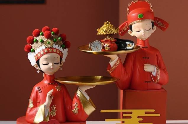 ตุ๊กตาเรซิ่นชุดจีนบ่าวสาว