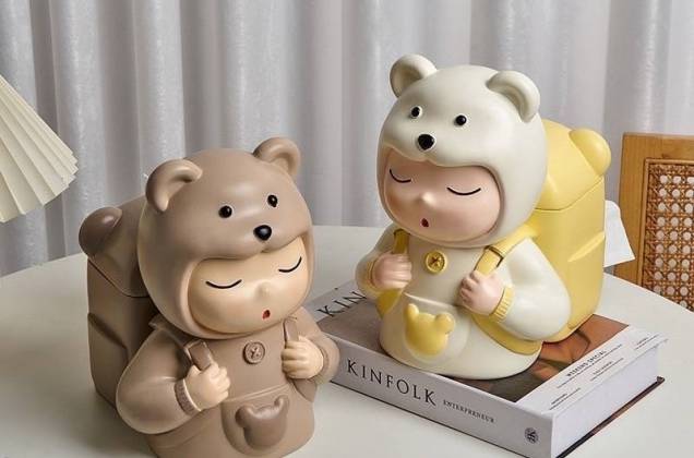 ตุ๊กตาน้องหมี พร้อมกล่องทิชชู่ งานเรซิ่นนำเข้า